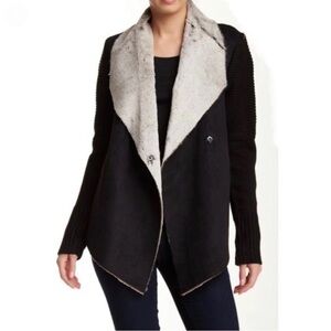 BNCI by Blanc Noir Black and Gray Textured Cardigan
